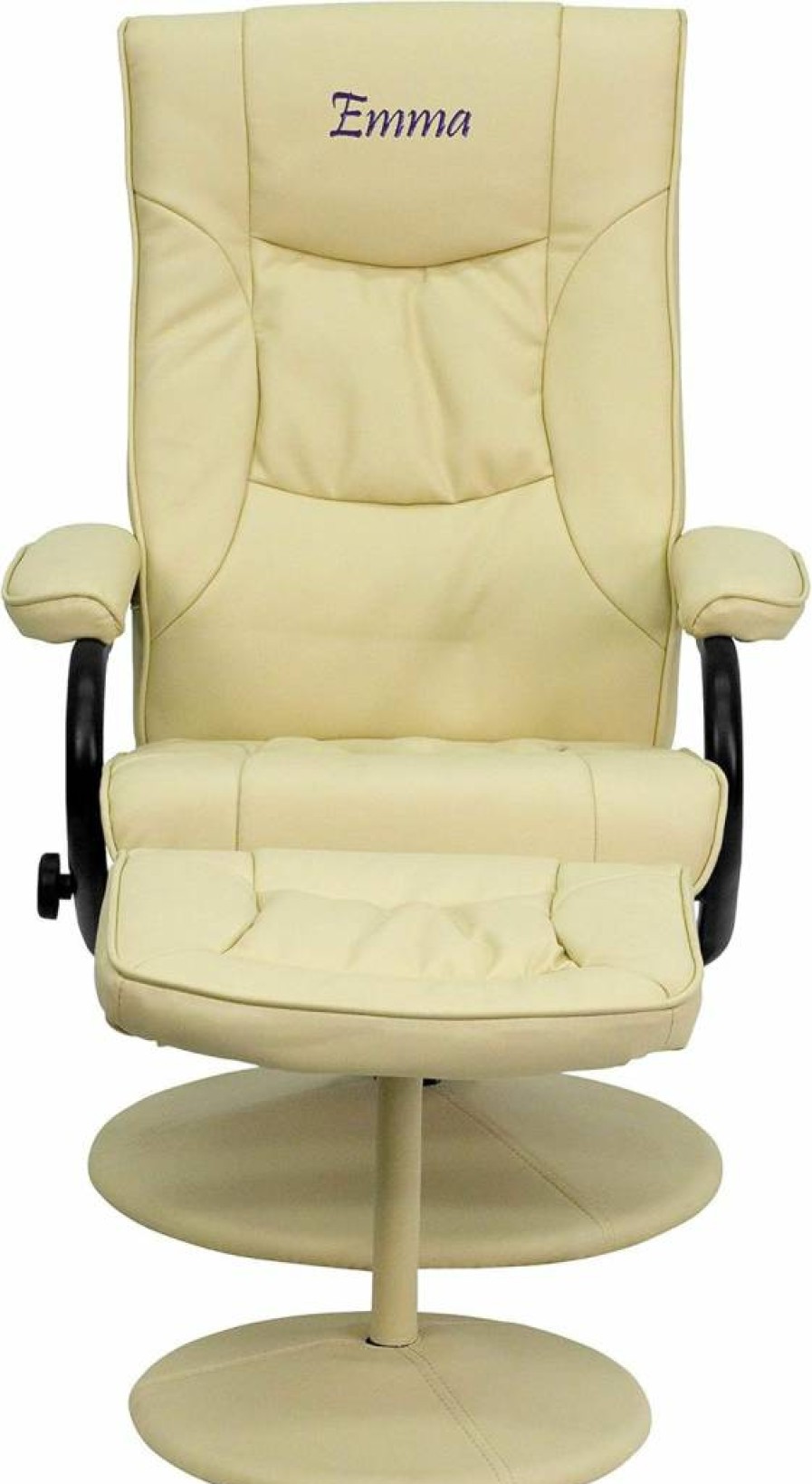 Flash Furniture Black Leather Recliner Chair with Ottoman and Wrapped Base, Comfortable Lounge Chair for Living Room