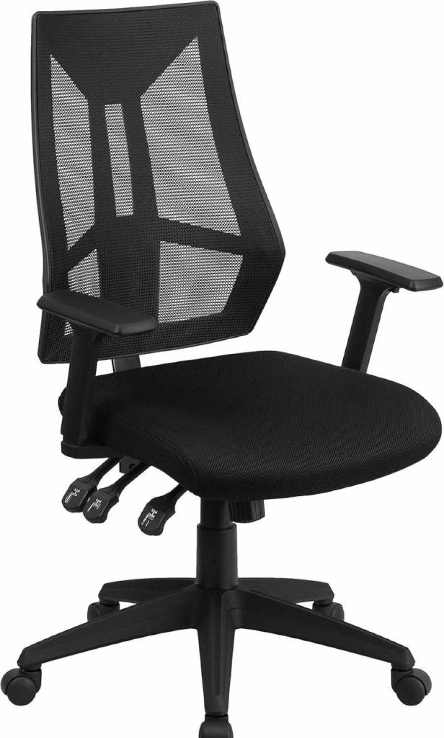 Flash Furniture Ivan High Back Ergonomic Office Chair - Black Mesh Swivel Task Chair with Adjustable Arms
