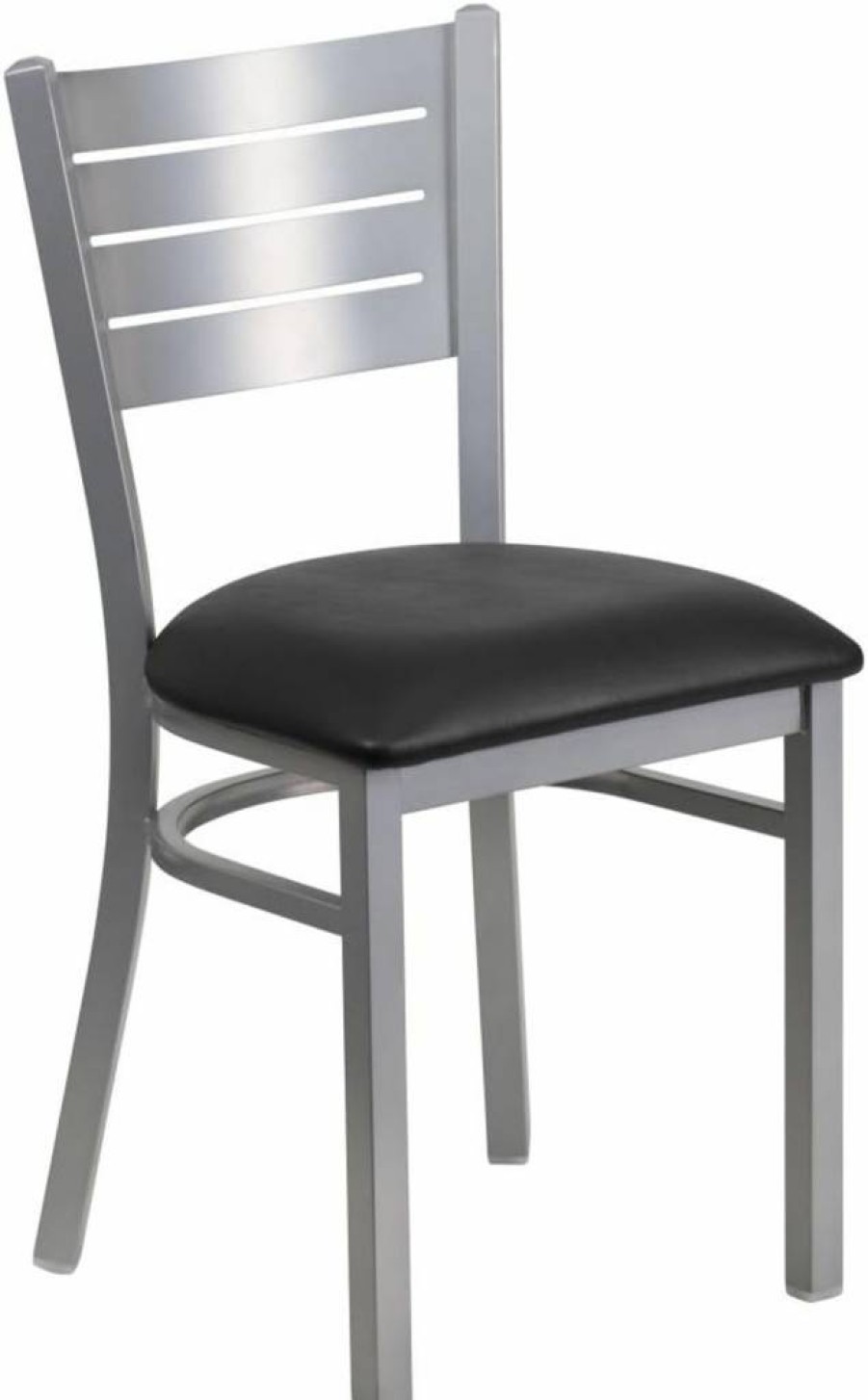 Flash Furniture Hercules Series Metal Dining Chair with Silver Slat Back and Burgundy Vinyl Seat - Commercial Restaurant Seating
