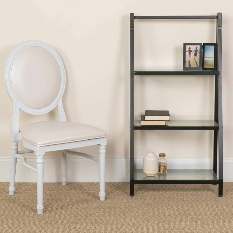 Flash Furniture Hercules Series King Louis Chair - 900 lb Capacity, Tufted Black Vinyl Seat, Sturdy Black Frame