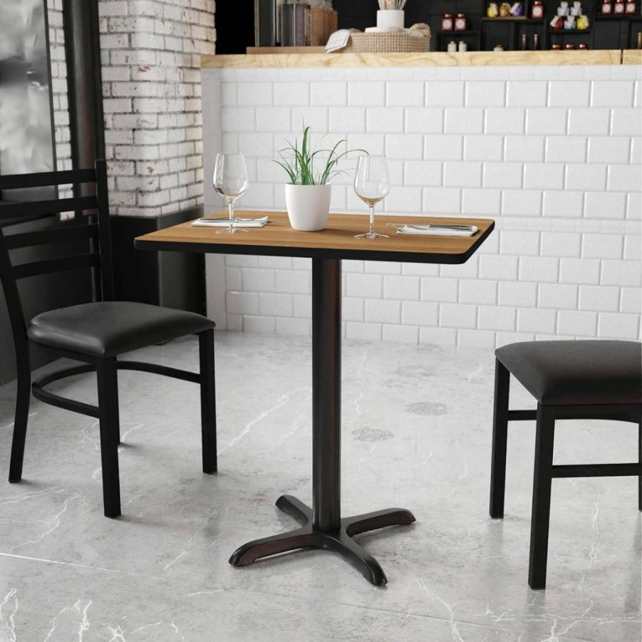 Flash Furniture Stiles 24x30 Inch Black Laminate Rectangular Table with 22 Inch Square Base