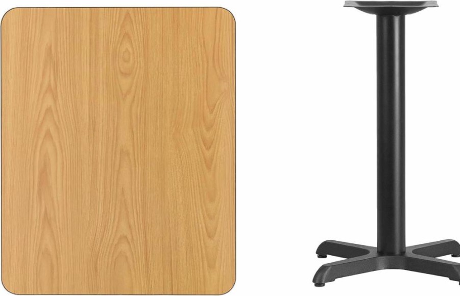 Flash Furniture Stiles 24x30 Inch Black Laminate Rectangular Table with 22 Inch Square Base