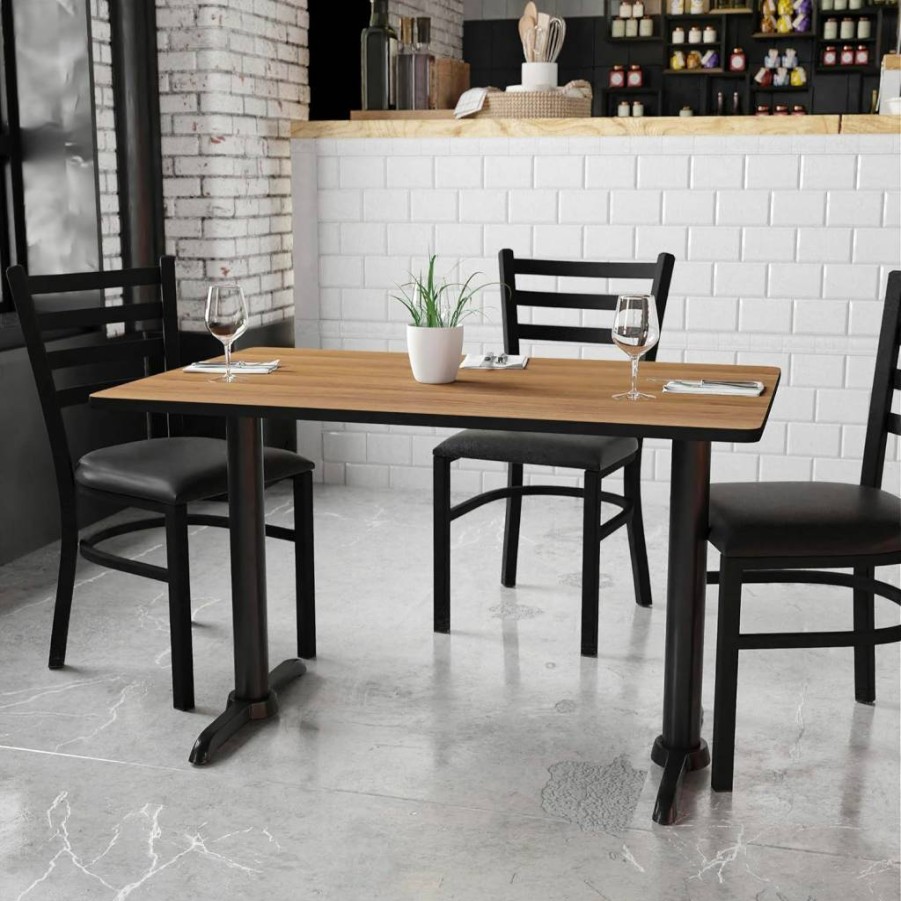 Flash Furniture 30x48 Inch Natural Laminate Rectangular Table with Adjustable 22-Inch Height Bases
