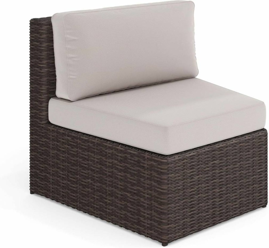 Martha Stewart Bedford Gray Modular Sectional Sofa - Indoor-Outdoor Rattan Wicker Patio Furniture with All-Weather Cushions