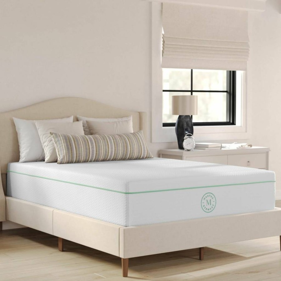 Martha Stewart 12" Sleepcomplete Medium-Firm Memory Foam Mattress with Cooling Gel & Removable Jacquard Cover - Full Size Mattress in a Box, White