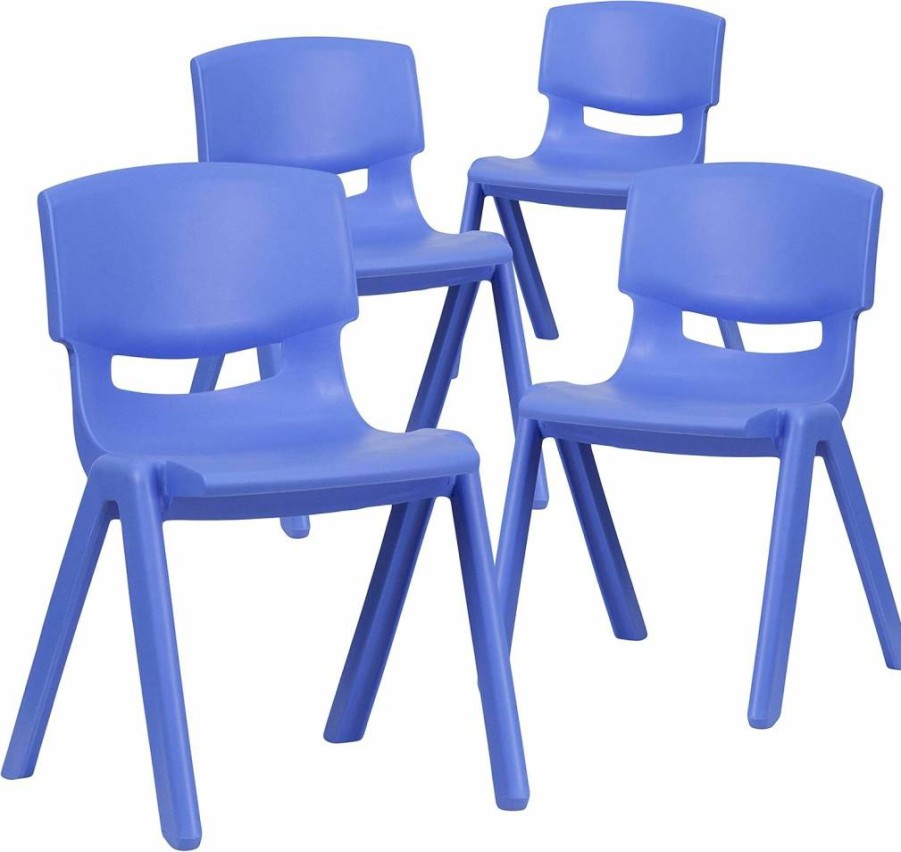 Flash Furniture Whitney 5-Pack Stackable Plastic School Chairs, 13.25" Seat Height, Natural Color