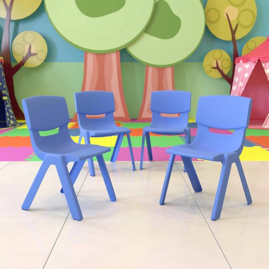 Flash Furniture Whitney 5-Pack Stackable Plastic School Chairs, 13.25" Seat Height, Natural Color