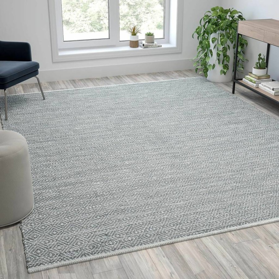 Flash Furniture Abbott 5' x 7' Grey Diamond Pattern Stain Resistant Area Rug