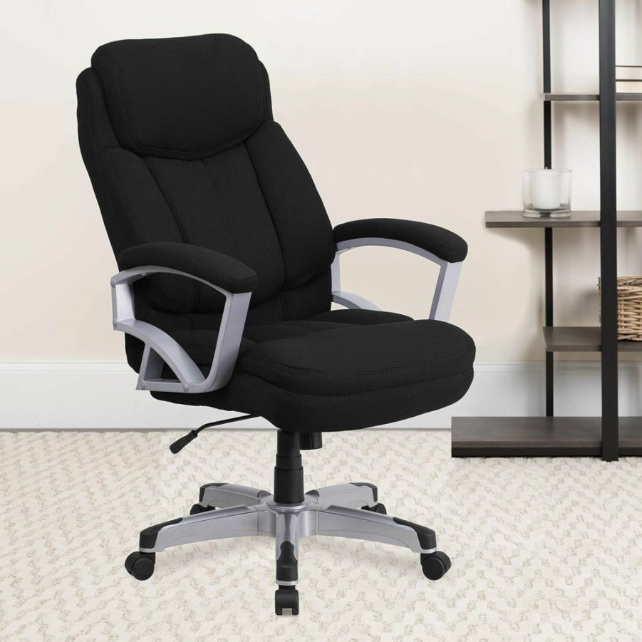 Flash Furniture Hercules Series Big & Tall Executive Office Chair - 500 lb Capacity, Black Leathersoft, Swivel, Ergonomic Design with Arms