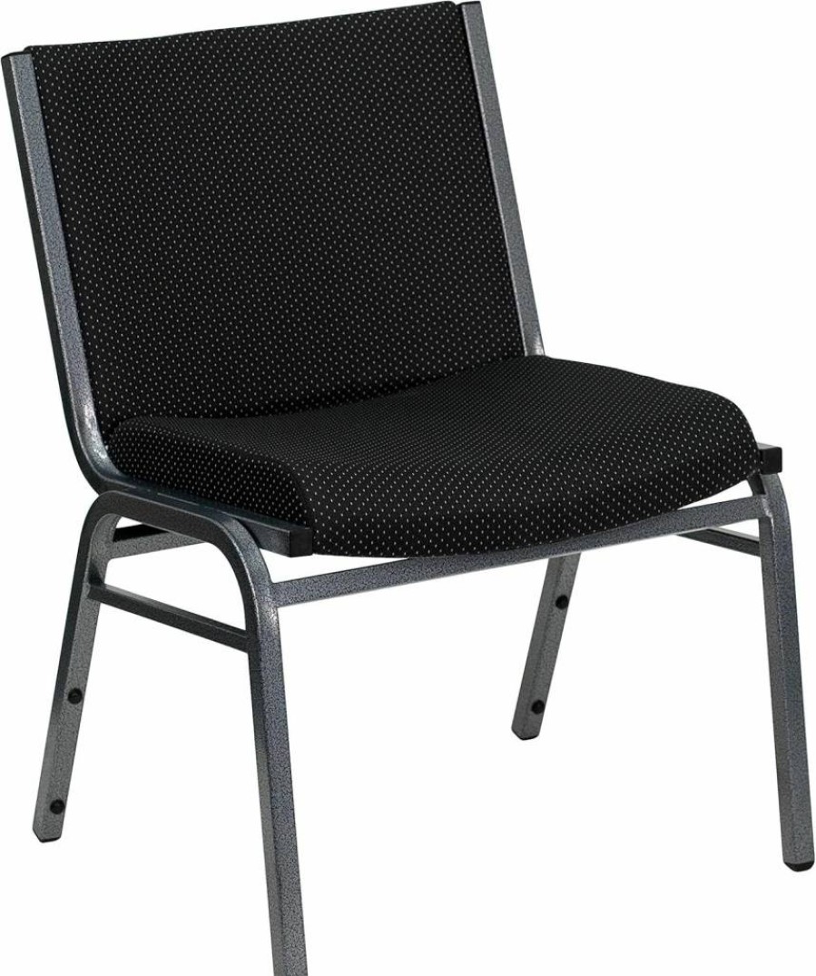 Flash Furniture Hercules Series Heavy Duty Black Fabric Stack Chair with Ganging Bracket - 1000 lb Capacity, Big & Tall Design