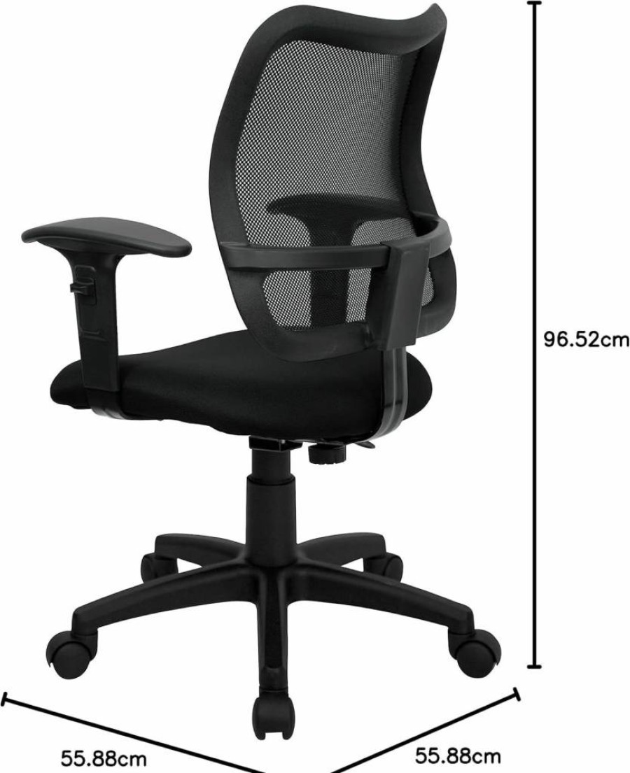 Flash Furniture Alber Mid-Back Mesh Office Chair with Swivel & Gray Fabric