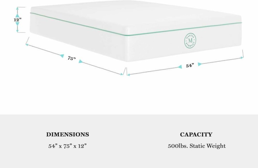 Martha Stewart 12" Queen Medium-Firm Memory Foam Mattress with Cooling Gel & Removable Jacquard Cover - Sleepcomplete Mattress in a Box, White