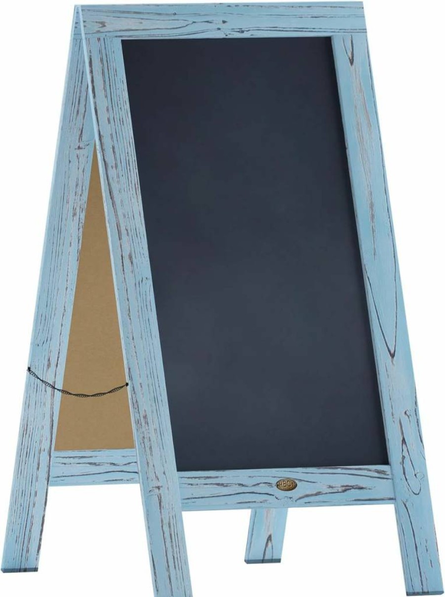 Flash Furniture 30" x 20" Double Sided Magnetic Chalkboard Sign with Torched Brown Wood Frame - Freestanding Indoor/Outdoor Chalkboard for Home, Office, or Business
