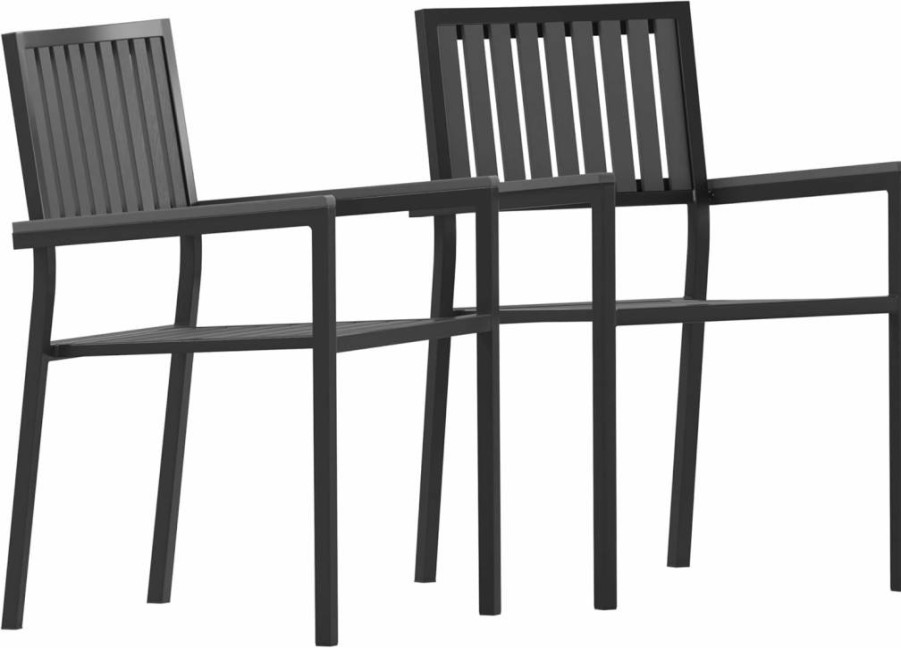 Flash Furniture Harris 5-Piece Commercial Dining Set - Black Metal Chairs with Poly Resin Seats & Square Table