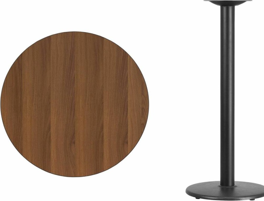 Flash Furniture 30-Inch Round Black Laminate Bar Table with 18-Inch Height Adjustable Base