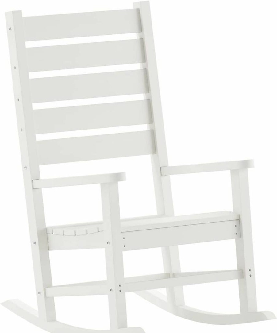Flash Furniture Manchester All-Weather HDPE Indoor/Outdoor Rocking Chair - Commercial Grade Gray Rocker
