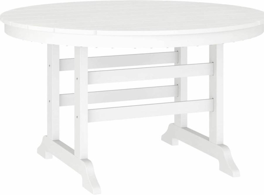 Flash Furniture 48" Round Outdoor Dining Table - Commercial Grade Recycled HDPE, UV Resistant Gray Adirondack Style, Seats 4, All-Weather