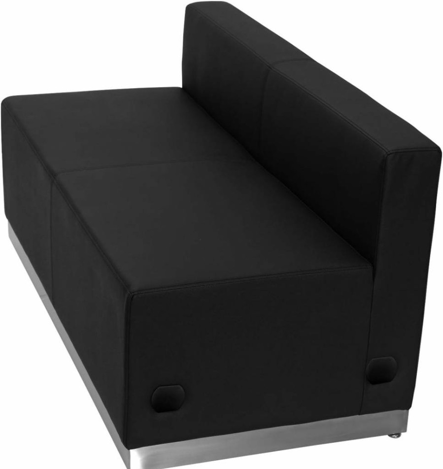 Flash Furniture Hercules Alon Series White Faux Leather Loveseat with Stainless Steel Base
