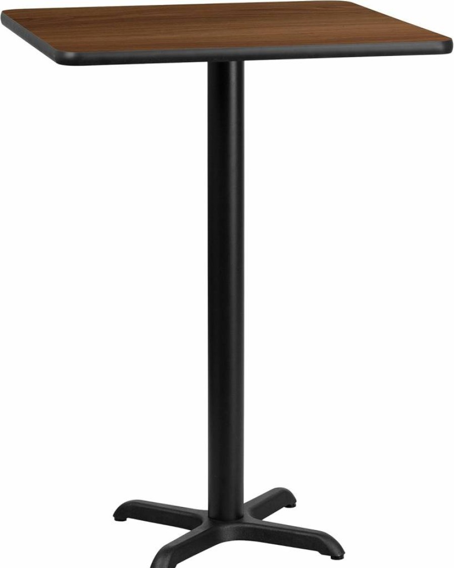 Flash Furniture 24-Inch Square Black Laminate Bar Table with 22x22 Inch Height-Adjustable Base