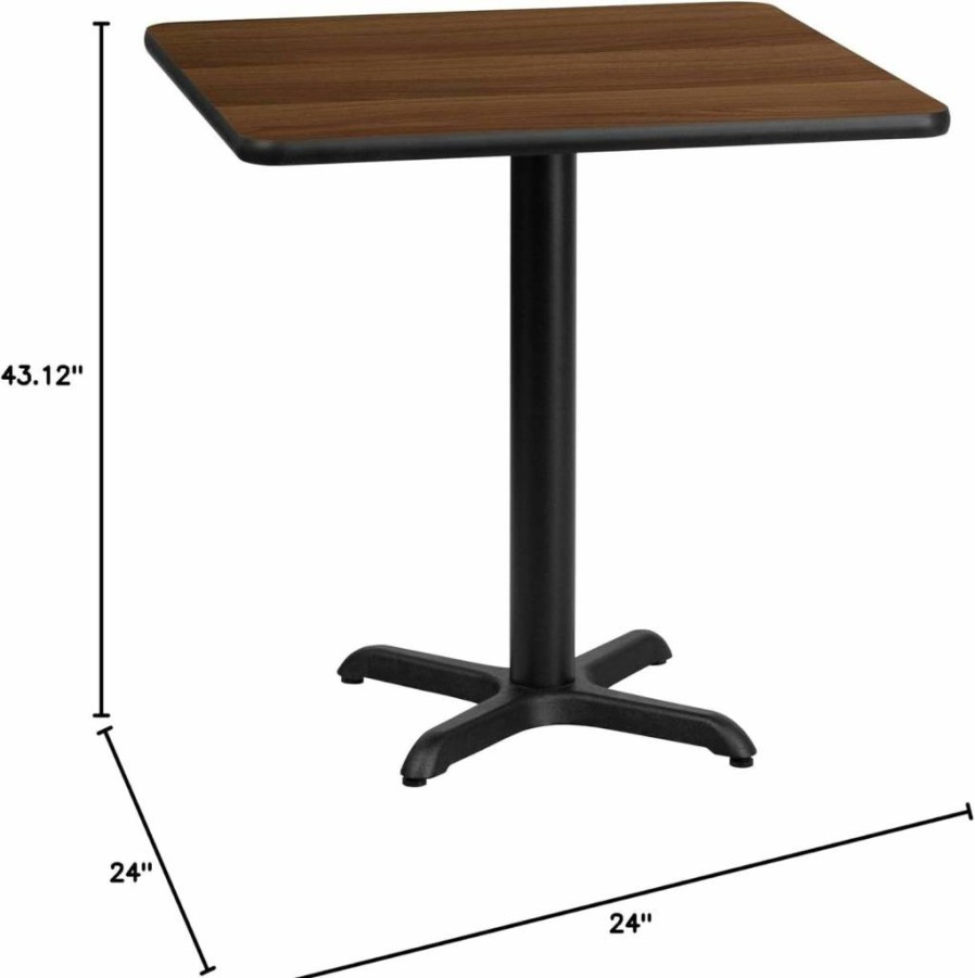 Flash Furniture 24-Inch Square Black Laminate Bar Table with 22x22 Inch Height-Adjustable Base