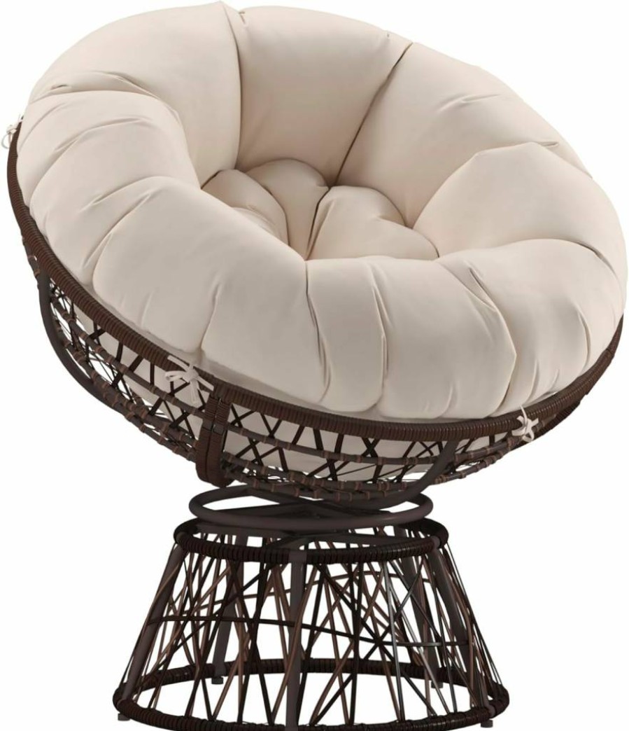Flash Furniture Bowie Swivel Patio Chair with Dark Gray Cushion - Comfort Series Outdoor Lounge Chair