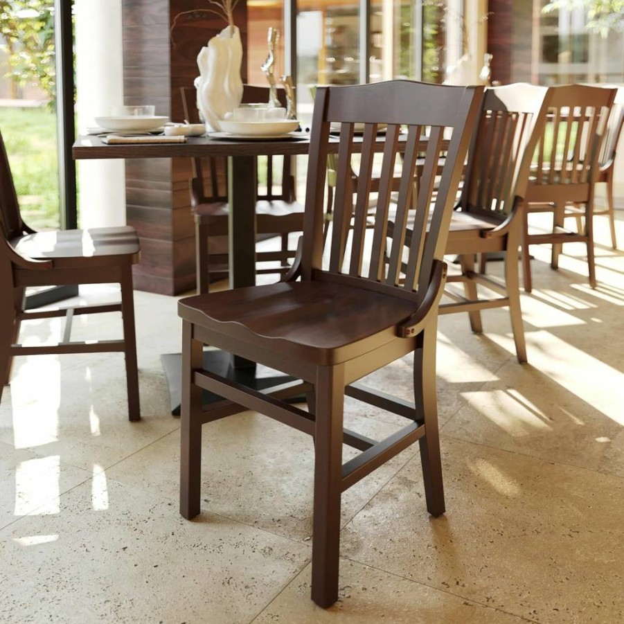 Flash Furniture Hercules Series Mahogany Wood Dining Chair - Traditional Elegant Walnut Wood Restaurant Chair for School or Home