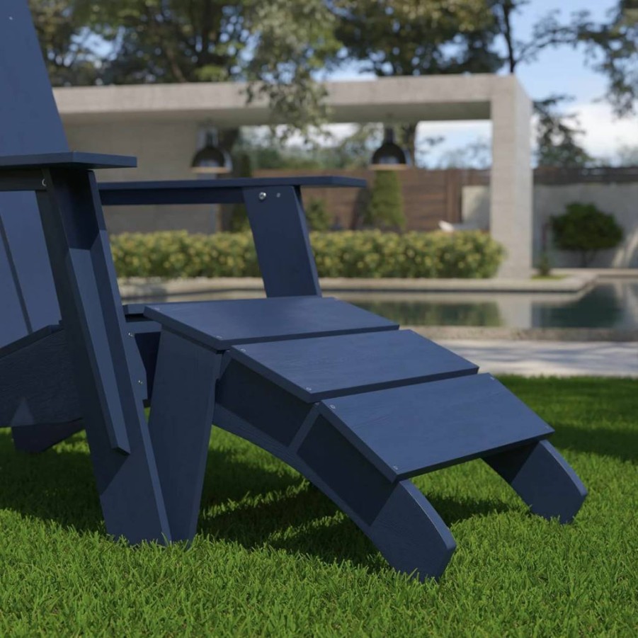 Flash Furniture Commercial Grade Gray Adirondack Ottoman - All-Weather Indoor/Outdoor Footrest