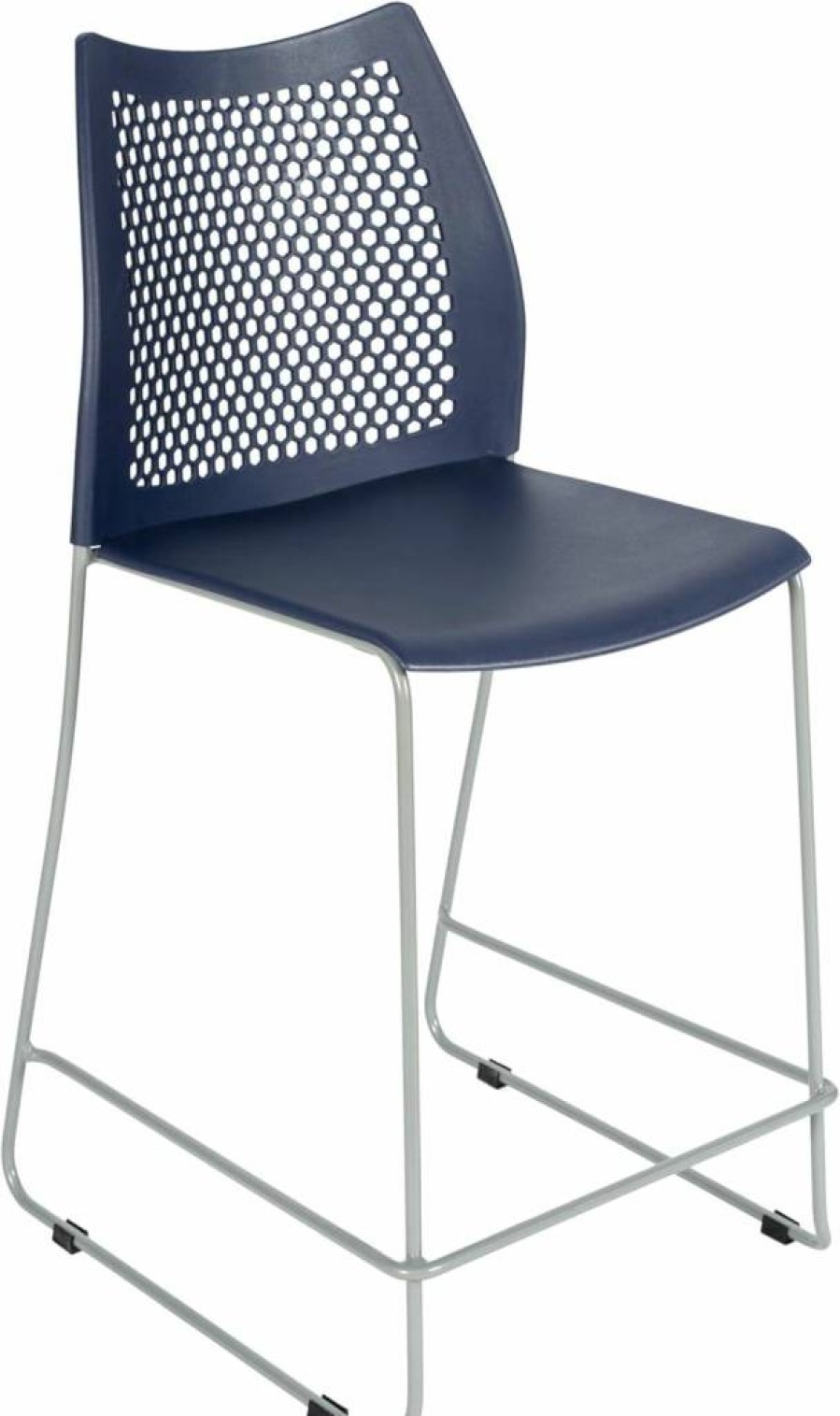 Flash Furniture Hercules Commercial Counter Height Stool - Black Steel Sled Base, Vented Backrest, Stackable & Portable Bar Stool with Footrest