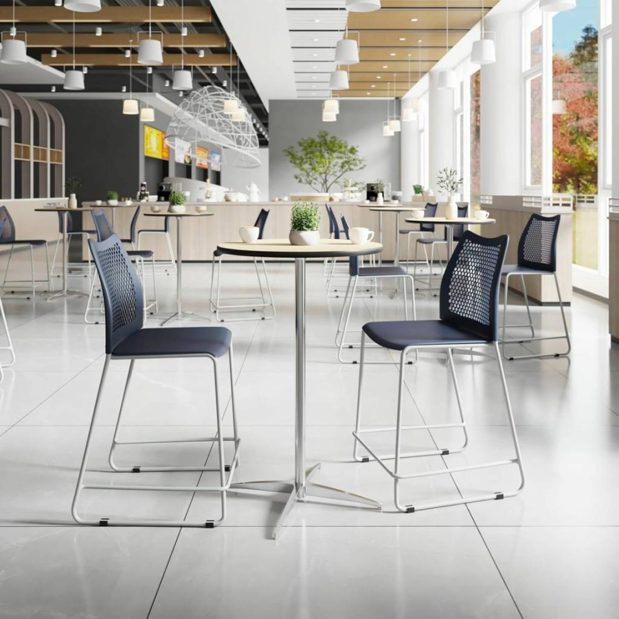 Flash Furniture Hercules Commercial Counter Height Stool - Black Steel Sled Base, Vented Backrest, Stackable & Portable Bar Stool with Footrest