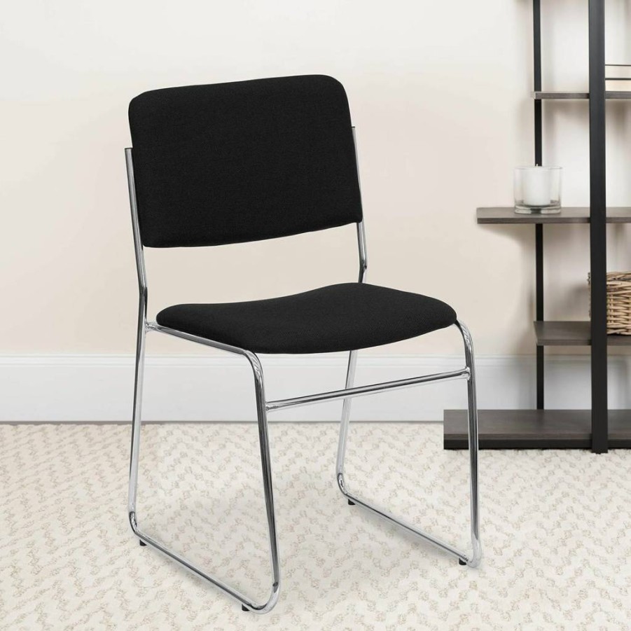 Flash Furniture Hercules Series 500 lb Capacity Stacking Chair - Gray Fabric, Sled Base, High Density