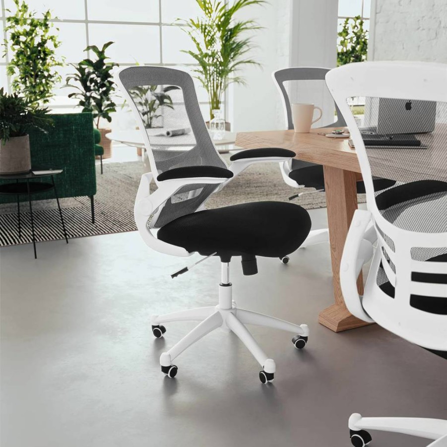 Flash Furniture Kelista Ergonomic Mid-Back Office Chair with Dark Gray Mesh and Swivel