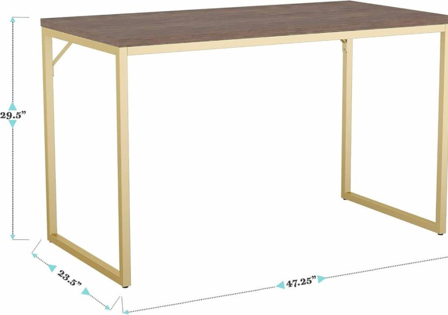 Martha Stewart Noah Home Office Parsons Desk - Gray Wood Grain Finish with Oil-Rubbed Bronze Metal Frame, Modern Writing Desk for Workspace