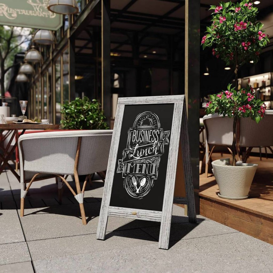Flash Furniture 48"x24" Canterbury Magnetic Chalkboard Sign Set with Wood Frame - Includes 8 Chalk Markers, 10 Stencils & 2 Magnets - Indoor/Outdoor Use