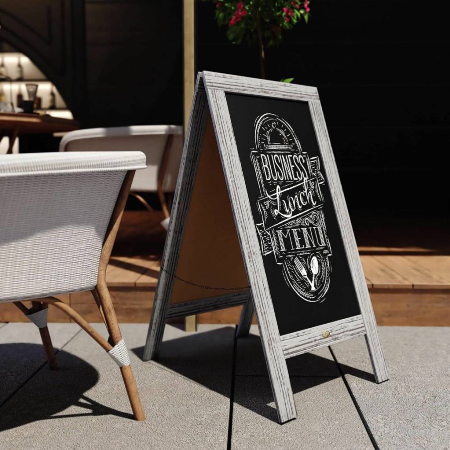 Flash Furniture 48"x24" Canterbury Magnetic Chalkboard Sign Set with Wood Frame - Includes 8 Chalk Markers, 10 Stencils & 2 Magnets - Indoor/Outdoor Use