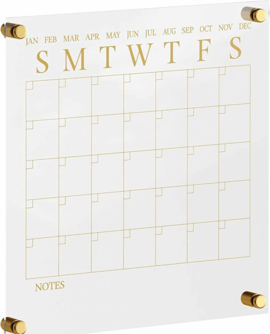 Martha Stewart Grayson Acrylic Dry Erase Wall Calendar 24x18 Inch with Notes Section, Marker & Mounting Hardware - Black Print