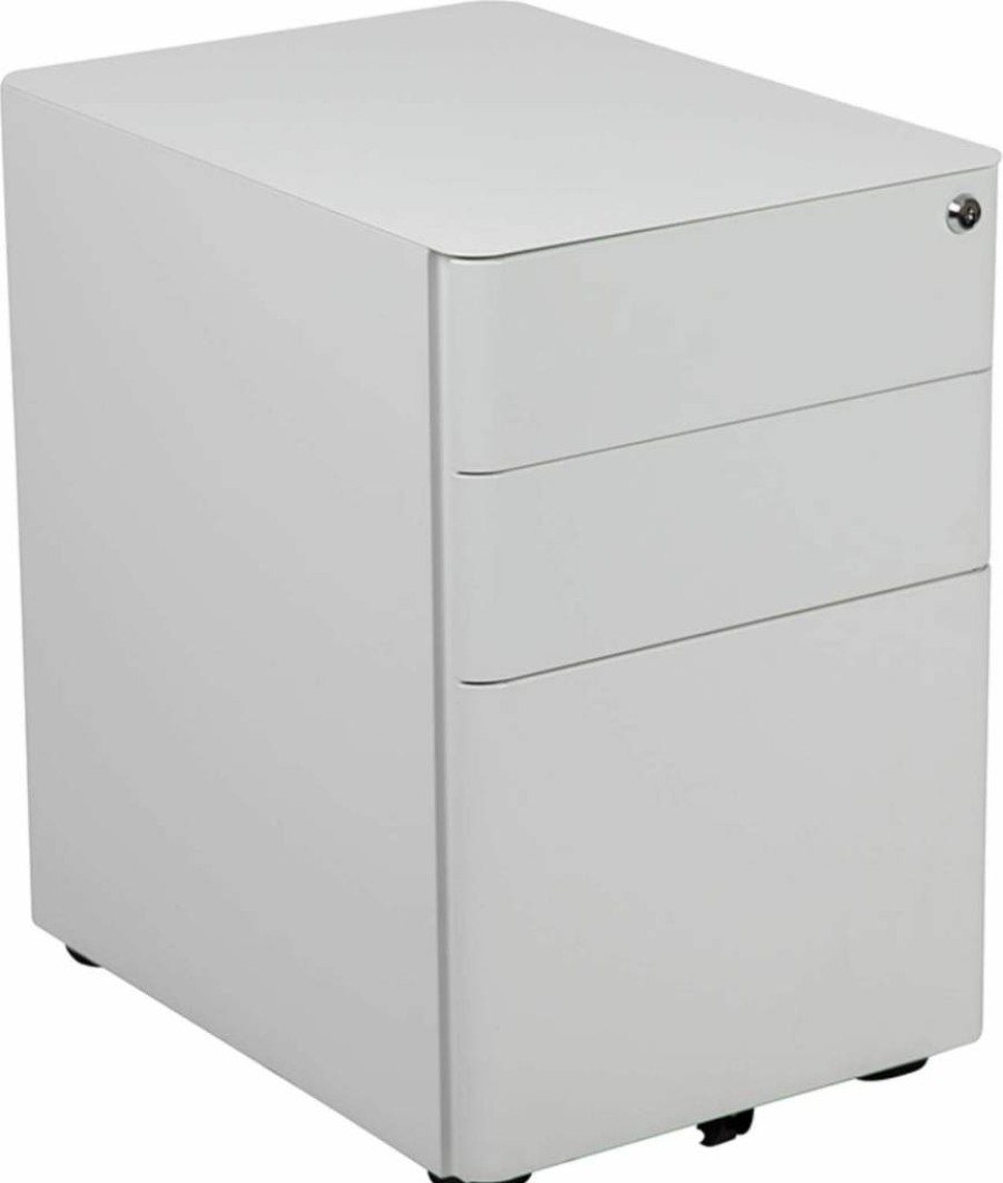 Flash Furniture Warner 3-Drawer Mobile Filing Cabinet with Lock, Anti-Tilt Design, Hanging File Organizer, Gray Legal/Letter Size File Cabinet