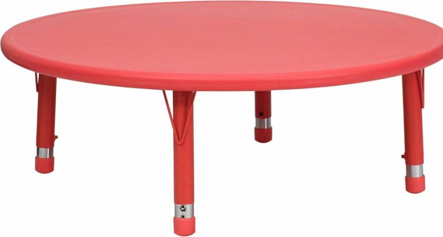 Flash Furniture Wren 45-Inch Round Adjustable Height Kids Activity Table - Durable Plastic, Natural Finish for Classrooms & Playrooms