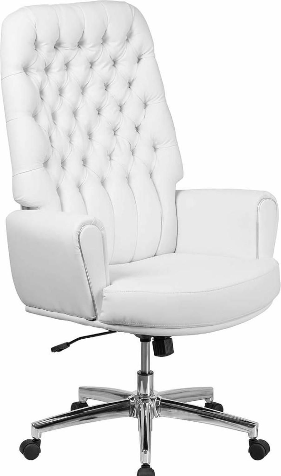 Flash Furniture Hansel High-Back Executive Office Chair - Black LeatherSoft Swivel with Silver Welt Trim, Ergonomic Support for Comfort