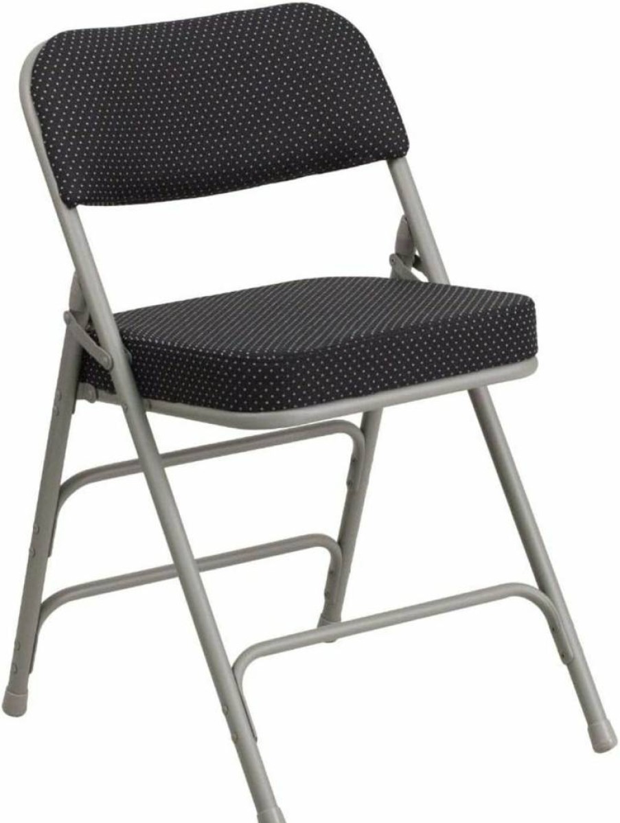 Flash Furniture Hercules Series Gray Fabric Metal Folding Chair - Heavy Duty Triple Braced, Double Hinged Design for Durability