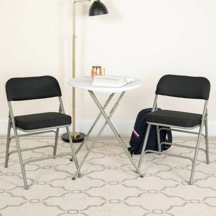 Flash Furniture Hercules Series Gray Fabric Metal Folding Chair - Heavy Duty Triple Braced, Double Hinged Design for Durability
