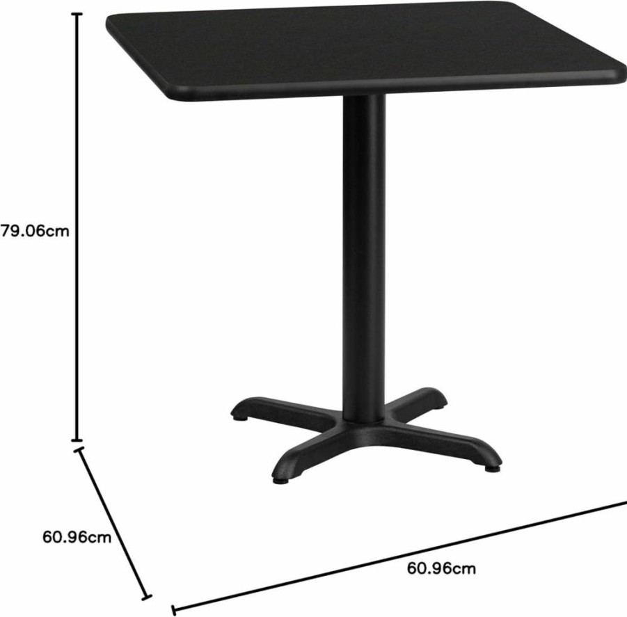 Flash Furniture 24" Square Black Laminate Dining Table with 22" Square Base - Stylish Modern Kitchen Table