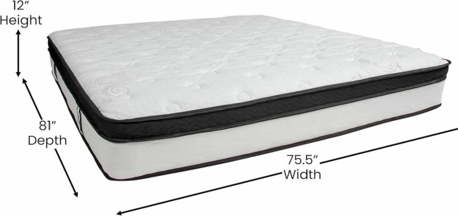 Flash Furniture Capri 12" Hybrid Mattress in a Box - Queen Size, Pocket Spring & Foam for Pressure Relief, Comfortable Sleep