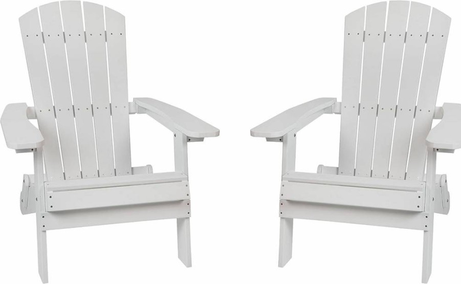 Flash Furniture Commercial Grade Black Poly Resin Folding Adirondack Chair for Indoor & Outdoor Use - Weather Resistant