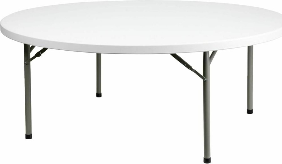Flash Furniture Elon 4-Foot Round White Plastic Folding Table - Portable Indoor/Outdoor Banquet & Event Table