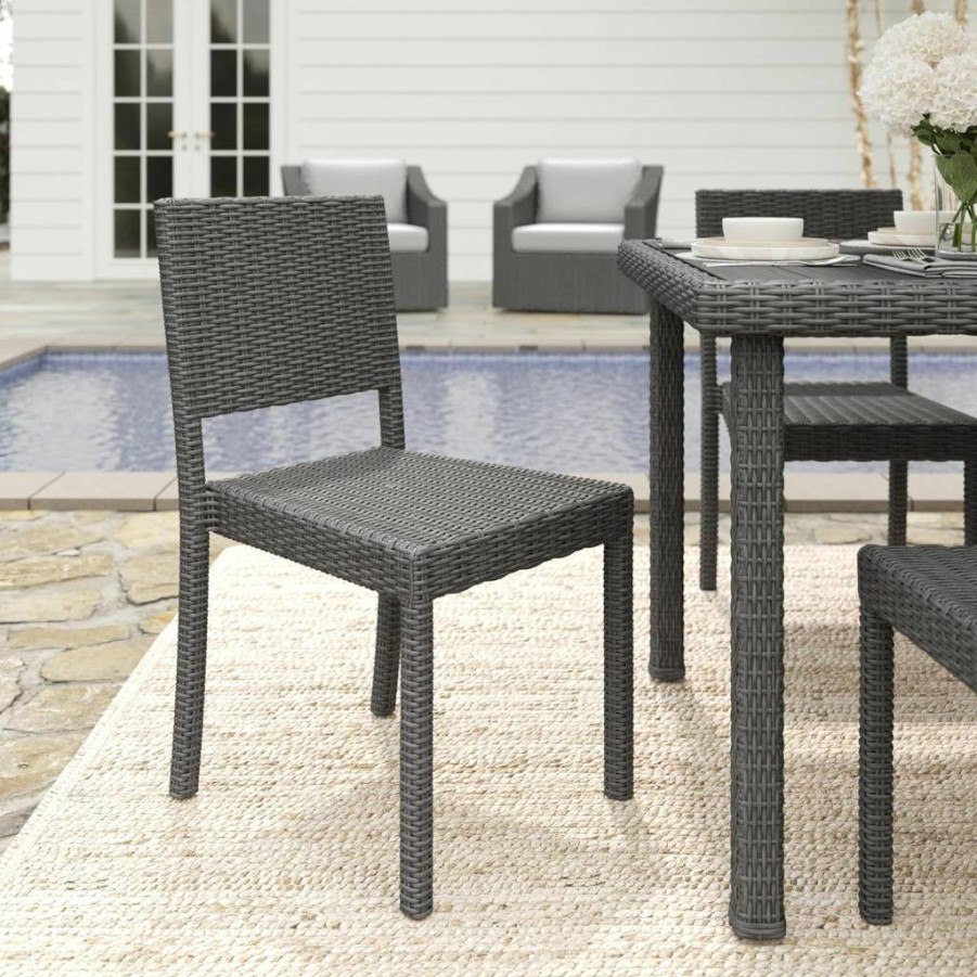 Martha Stewart Bedford Stackable Patio Chair - Indoor Outdoor Rattan Wicker Design in Brown