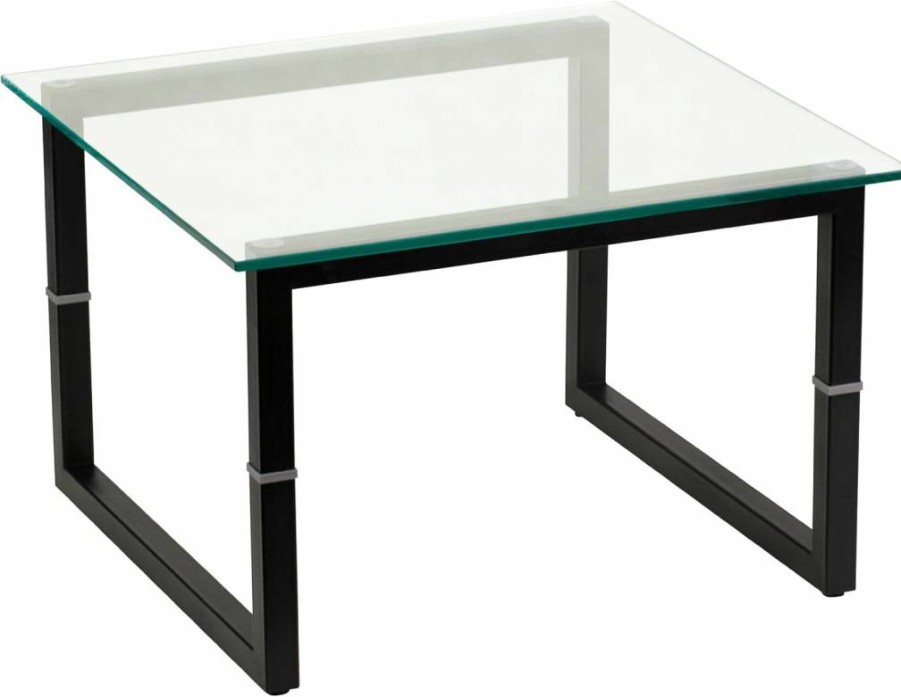 Flash Furniture Modern Glass Top End Table - Stylish Accent Table for Living Room, Bedroom, or Office