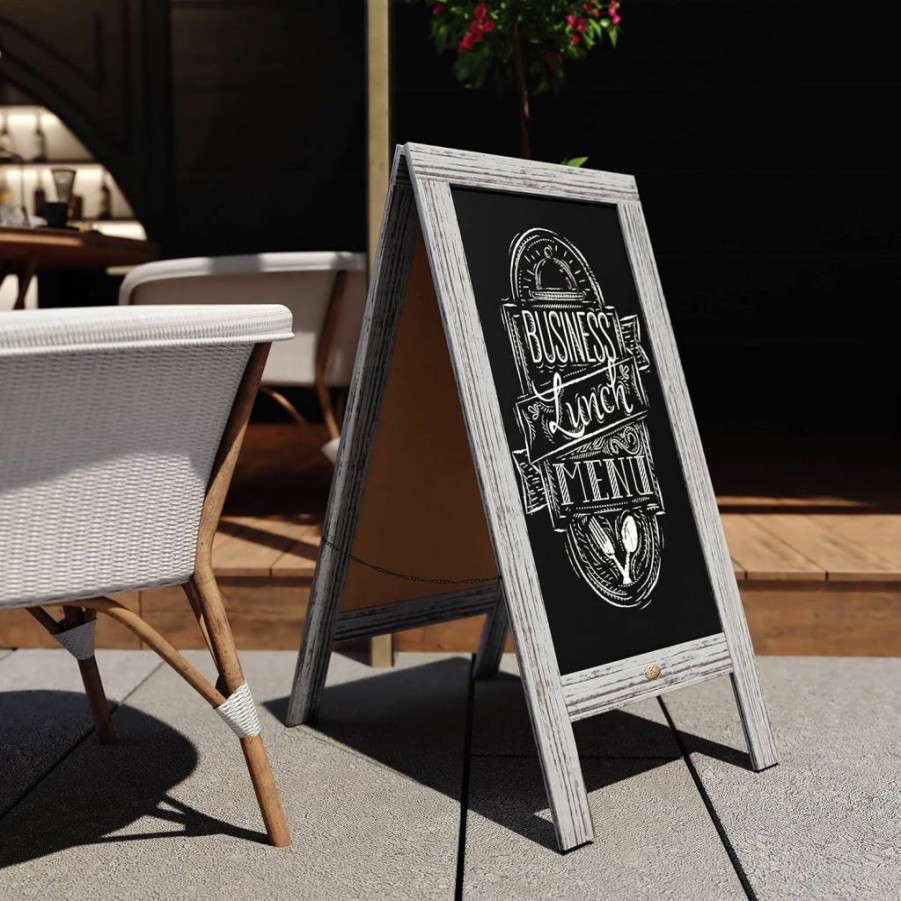 Flash Furniture 48"x24" Canterbury Magnetic Chalkboard Sign Set with Wood Frame - Includes 8 Chalk Markers, 10 Stencils & 2 Magnets - Indoor/Outdoor Blackboard