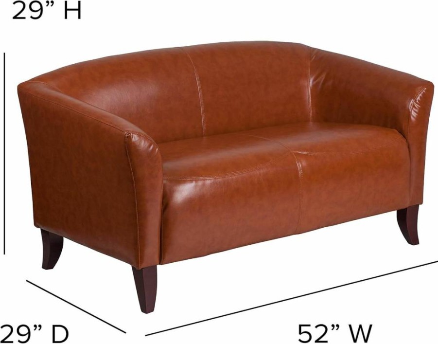 Flash Furniture Hercules Imperial Series Cognac LeatherSoft Loveseat - Genuine Leather-Style Two-Seater Sofa