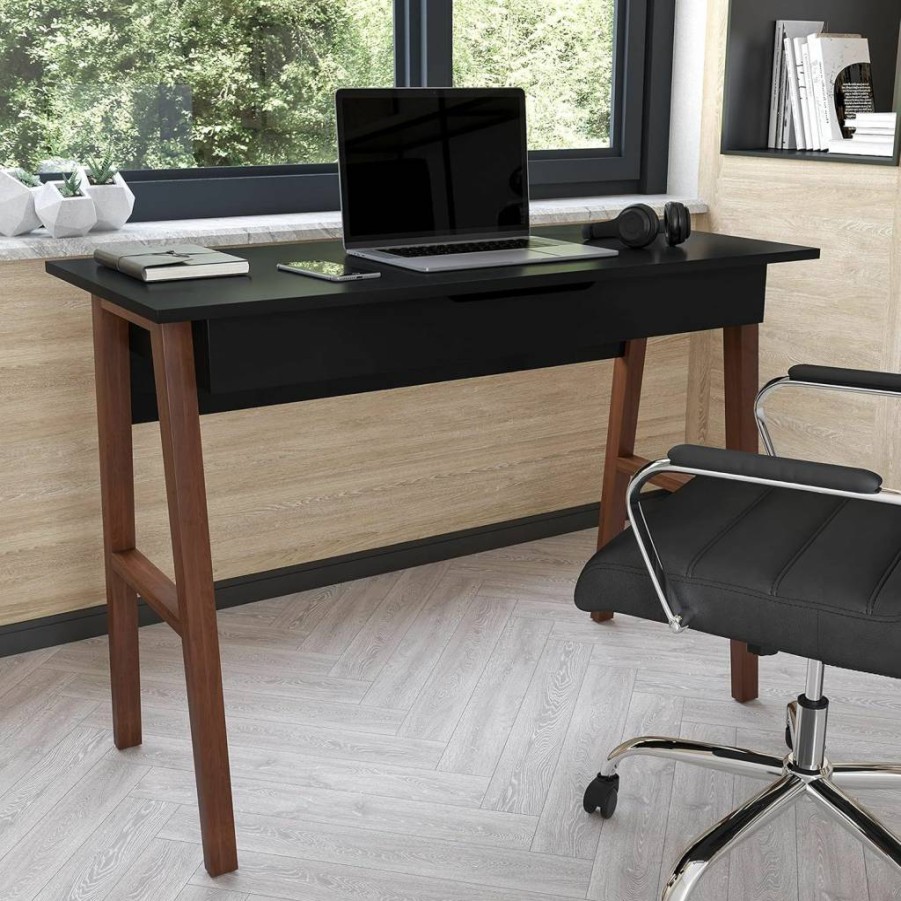 Flash Furniture Darla 42" Black Computer Desk with Storage Drawer - Home Office & Bedroom Writing Desk