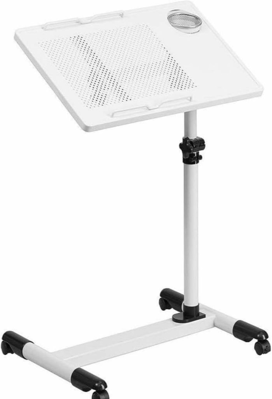 Flash Furniture Macon Black Adjustable Height Rolling Computer Desk with Steel Frame